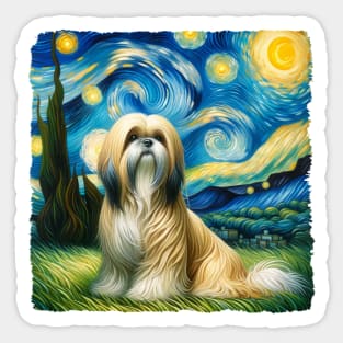 Starry Lhasa Apso Dog Portrait - Pet Portrait Sticker
